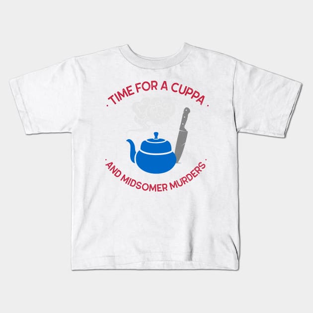Time for a Cuppa and Midsomer Murders Kids T-Shirt by Popmosis Design